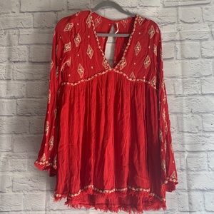 red embroidered free people dress!